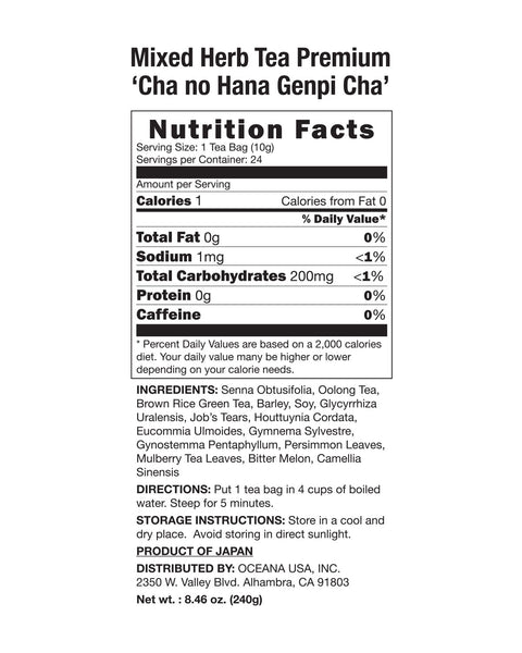 Chanohana Genpi-Non Caffeine - nutrition facts