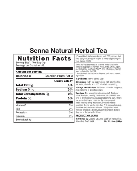 Senna leaves tea - nutrition facts