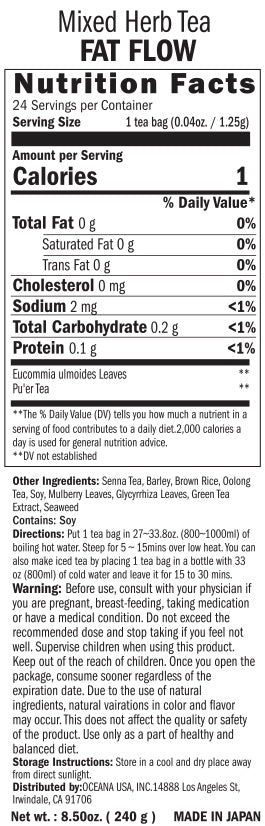 Shiryu cha Fat Flow - nutrition facts